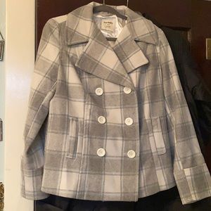 Old Navy Plaid Pea Coat, Large, NWOT